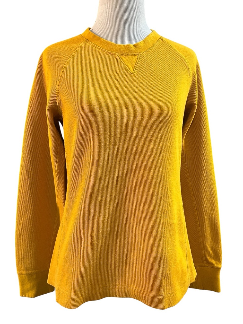 DULUTH TRADING COMPANY RIBBED SWEATSHIRT HARVEST YELLOW GOLD SIZE XS